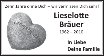 Anzeige von Lieselotte Bräuer von  Schlossbote/Werbekurier 