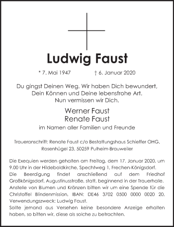 Anzeige von Ludwig Faust von  Wochenende 