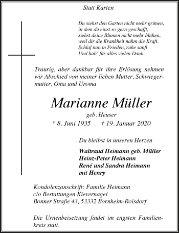 Anzeige von Marianne Müller von  Schaufenster/Blickpunkt 