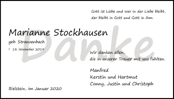 Anzeige von Marianne Stockmann von  Anzeigen Echo 