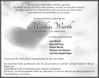 Anzeige von Markus Wurth von  Anzeigen Echo 