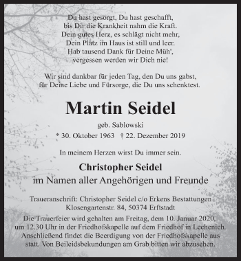Anzeige von Martin Seidel von  Werbepost 