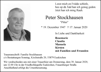 Anzeige von Peter Stockhausen von  Blickpunkt Euskirchen 