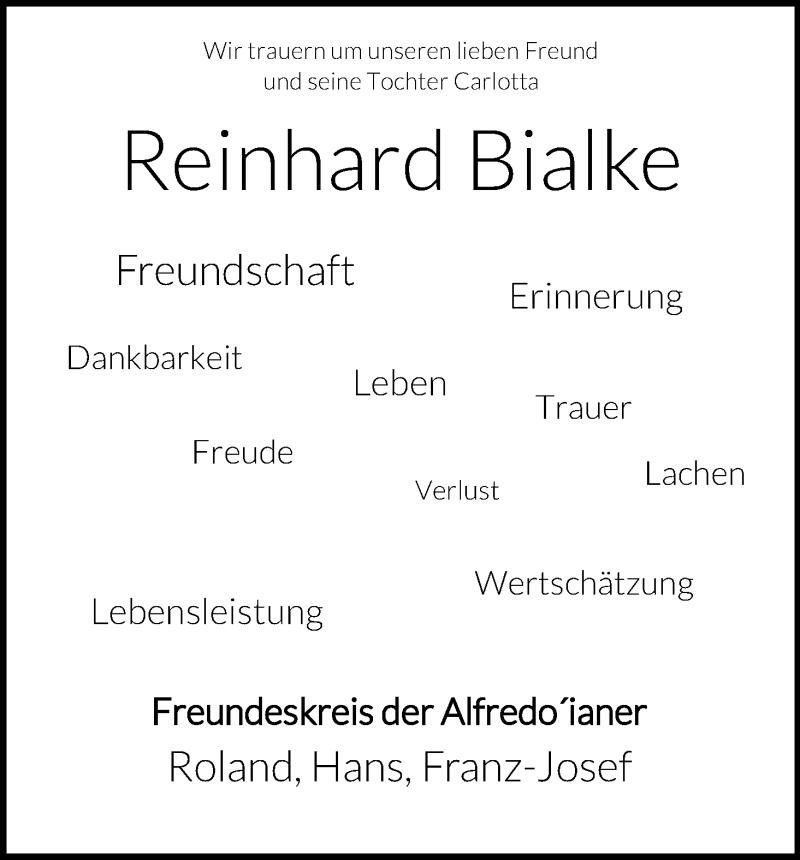  Traueranzeige für Reinhard Bialke vom 11.01.2020 aus Kölner Stadt-Anzeiger / Kölnische Rundschau / Express