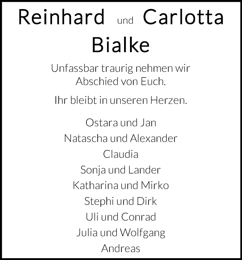  Traueranzeige für Reinhard Bialke vom 11.01.2020 aus Kölner Stadt-Anzeiger / Kölnische Rundschau / Express