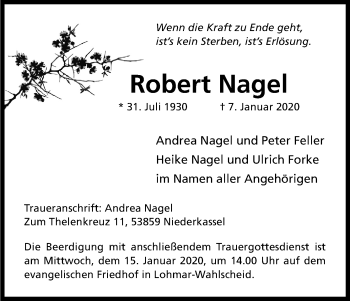 Anzeige von Robert Nagel von Kölner Stadt-Anzeiger / Kölnische Rundschau / Express
