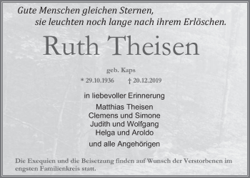Anzeige von Ruth Theisen von  Werbepost 