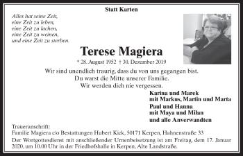 Anzeige von Terese Magiera von  Werbepost 