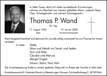 Anzeige von Thomas Wand von Kölner Stadt-Anzeiger / Kölnische Rundschau / Express