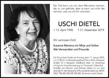 Anzeige von Uschi Dietel von  Bergisches Handelsblatt 