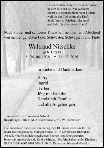 Anzeige von Waltraud Nitschke von  Lokale Informationen 