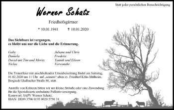 Anzeige von Werner Schatz von Kölner Stadt-Anzeiger / Kölnische Rundschau / Express