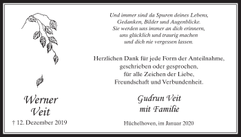 Anzeige von Werner Veit von  Werbepost 