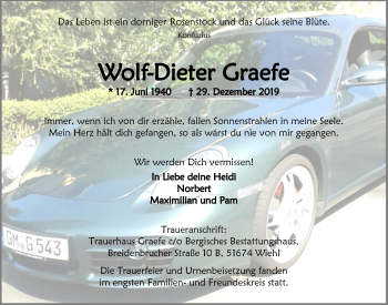 Anzeige von Wolf-Dieter Graefe von  Anzeigen Echo 
