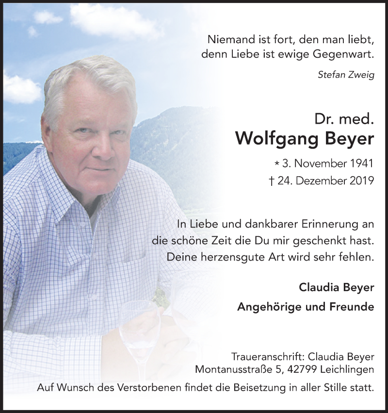  Traueranzeige für Wolfgang Beyer vom 18.07.2023 aus Kölner Stadt-Anzeiger / Kölnische Rundschau / Express