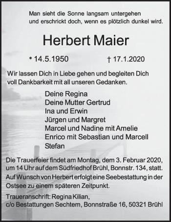 Anzeige von herbert Maier von  Schlossbote/Werbekurier 