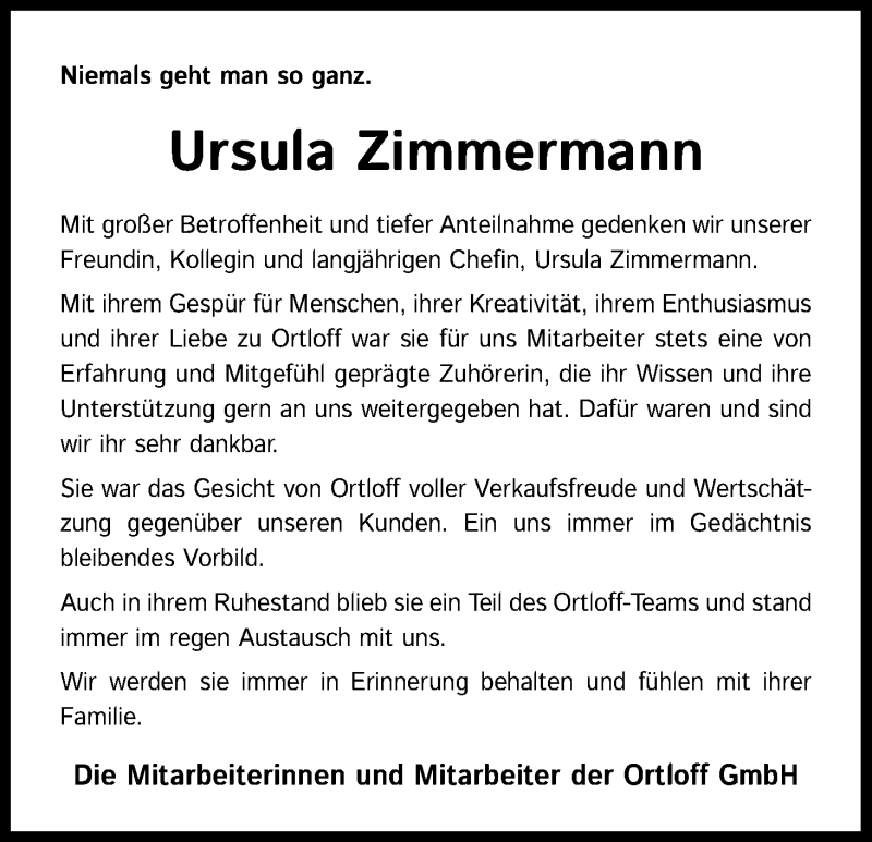  Traueranzeige für Uschi Zimmermann vom 10.10.2020 aus Kölner Stadt-Anzeiger / Kölnische Rundschau / Express