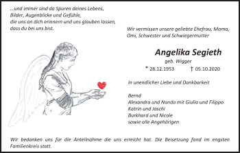 Anzeige von Angelika Segieth von Kölner Stadt-Anzeiger / Kölnische Rundschau / Express