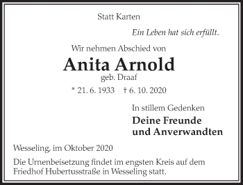 Anzeige von Anita Arnold von  Schlossbote/Werbekurier 