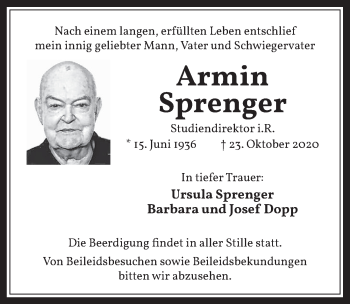 Anzeige von Armin Sprenger von  Werbepost 