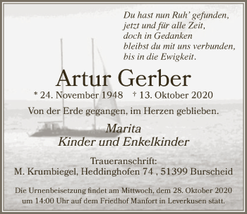 Anzeige von Artur Gerber von  Lokale Informationen 