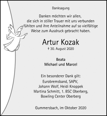 Anzeige von Artur Kozak von  Anzeigen Echo 