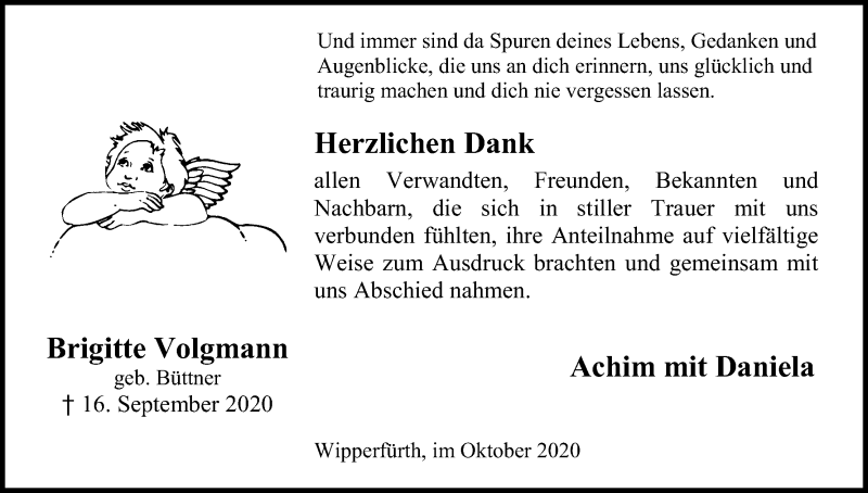  Traueranzeige für Brigitte Volgmann vom 03.10.2020 aus Kölner Stadt-Anzeiger / Kölnische Rundschau / Express