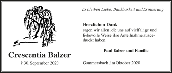 Anzeige von Crescentia Balzer von  Anzeigen Echo 