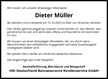 Anzeige von Dieter Müller von Kölner Stadt-Anzeiger / Kölnische Rundschau / Express