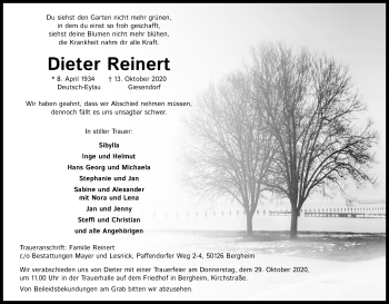 Anzeige von Dieter Reinert von Kölner Stadt-Anzeiger / Kölnische Rundschau / Express
