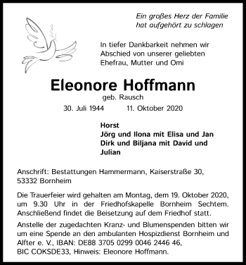 Anzeige von Eleonore Hoffmann von Kölner Stadt-Anzeiger / Kölnische Rundschau / Express