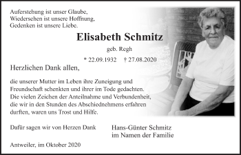 Anzeige von Elisabeth Schmitz von  Blickpunkt Euskirchen 