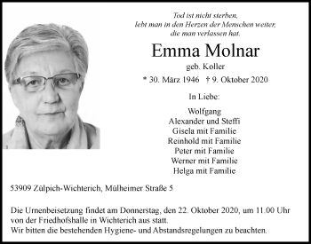 Anzeige von Emma Molnar von  Blickpunkt Euskirchen 