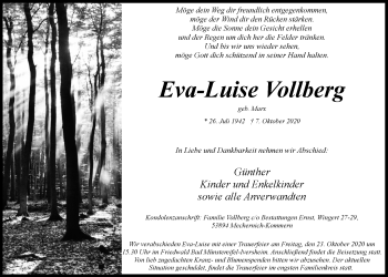 Anzeige von Eva-Luise Vollberg von  Blickpunkt Euskirchen 