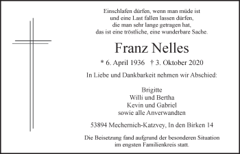 Anzeige von Franz Nelles von  Blickpunkt Euskirchen 