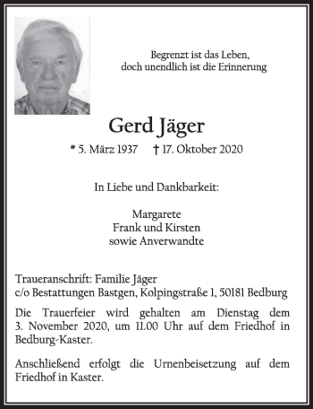 Anzeige von Gerd Jäger von  Werbepost 