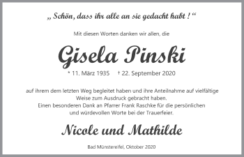 Anzeige von Gisela Pinski von  Blickpunkt Euskirchen 