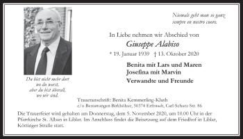 Anzeige von Giuseppe Alabiso von  Werbepost 