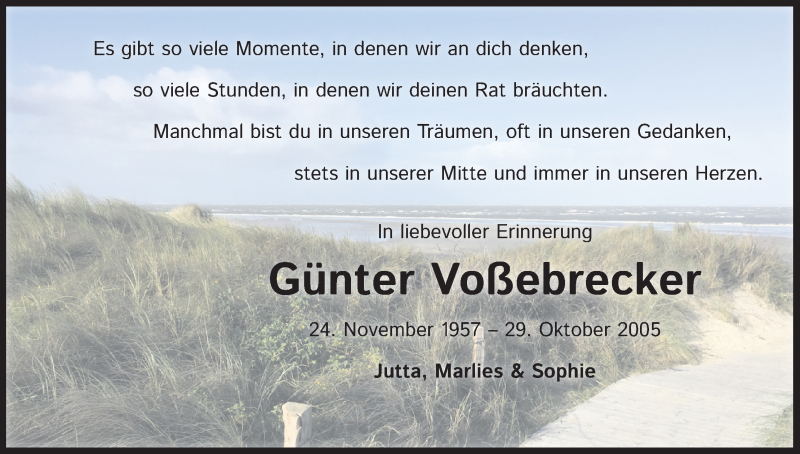  Traueranzeige für Günter Voßebrecker vom 29.10.2020 aus Kölner Stadt-Anzeiger / Kölnische Rundschau / Express
