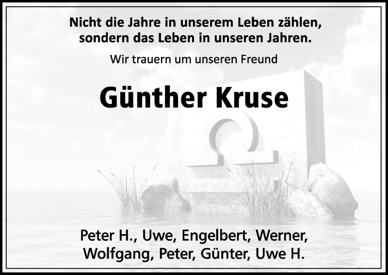  Traueranzeige für Günther Kruse vom 17.10.2020 aus Kölner Stadt-Anzeiger / Kölnische Rundschau / Express