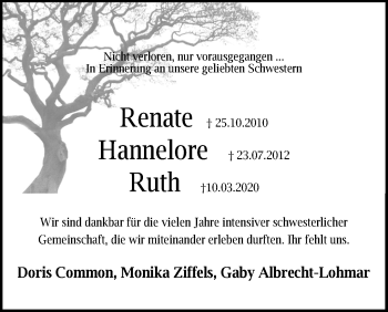 Anzeige von Hannelore  von Kölner Stadt-Anzeiger / Kölnische Rundschau / Express