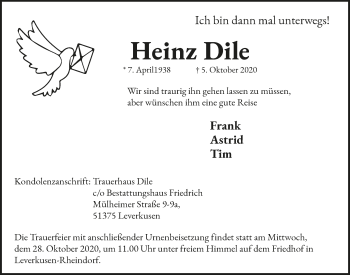 Anzeige von Heinz Dile von  Lokale Informationen 