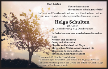 Anzeige von Helga Schulten von  Werbepost 