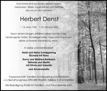 Anzeige von Herbert Denst von Kölner Stadt-Anzeiger / Kölnische Rundschau / Express