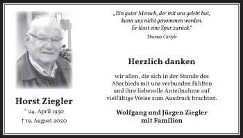 Anzeige von Horst Ziegler von  Werbepost 