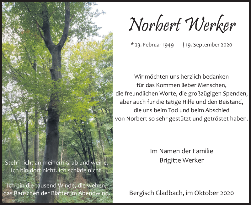  Traueranzeige für ImNamen der Familie vom 17.10.2020 aus Kölner Stadt-Anzeiger / Kölnische Rundschau / Express