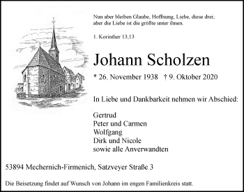Anzeige von Johann Scholzen von  Blickpunkt Euskirchen 