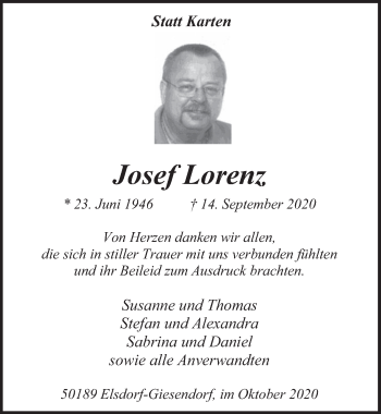 Anzeige von Josef Lorenz von  Werbepost 