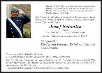 Anzeige von Josef Schmitz von  Werbepost 