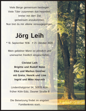 Anzeige von Jörg Leih von Kölner Stadt-Anzeiger / Kölnische Rundschau / Express